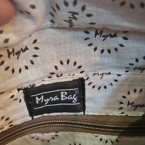 Myra Bag Brown Cream & Blue Aztec Print/ Calf Hair/ Cow Print Crossbody Bag - Picture 4 of 8